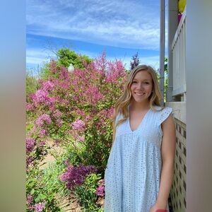 Pink Lily Light Blue Eyelet Dress/ Romper